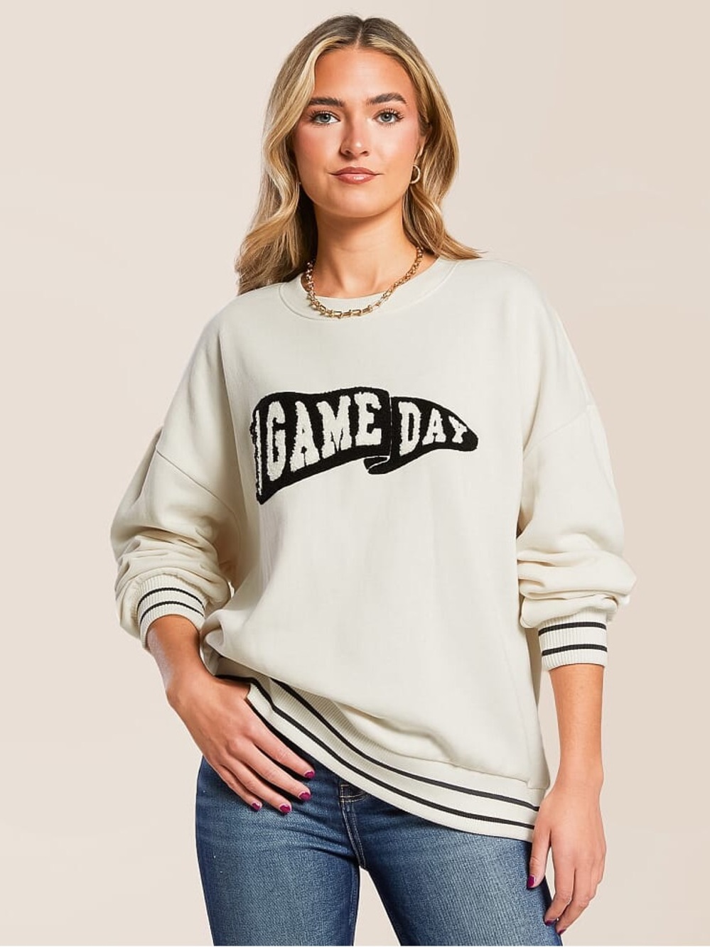NEW Z SUPPLY Let's Go Oversized Pullover Game Day Sweatshirt Football Size XS